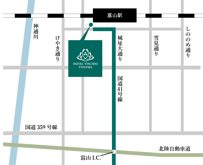 北陸自動車道「富山IC」からの経路