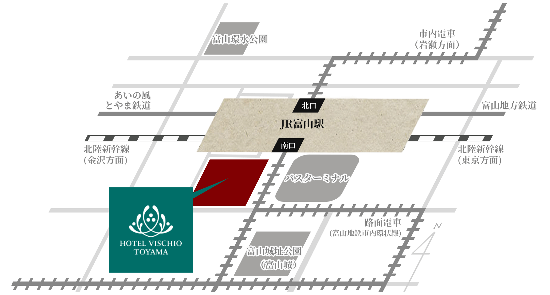 JR富山駅からのアクセスマップ